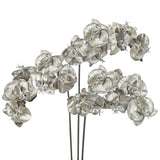Silver Glitter Artificial Orchid Stems 3 Pcs, 31.5" Christmas Fake Phalaenopsis Orchid Flowers, Sparkling Faux Orchid Branches For Xmas Tree Decorations, Table Centerpieces, Floral Arrangements