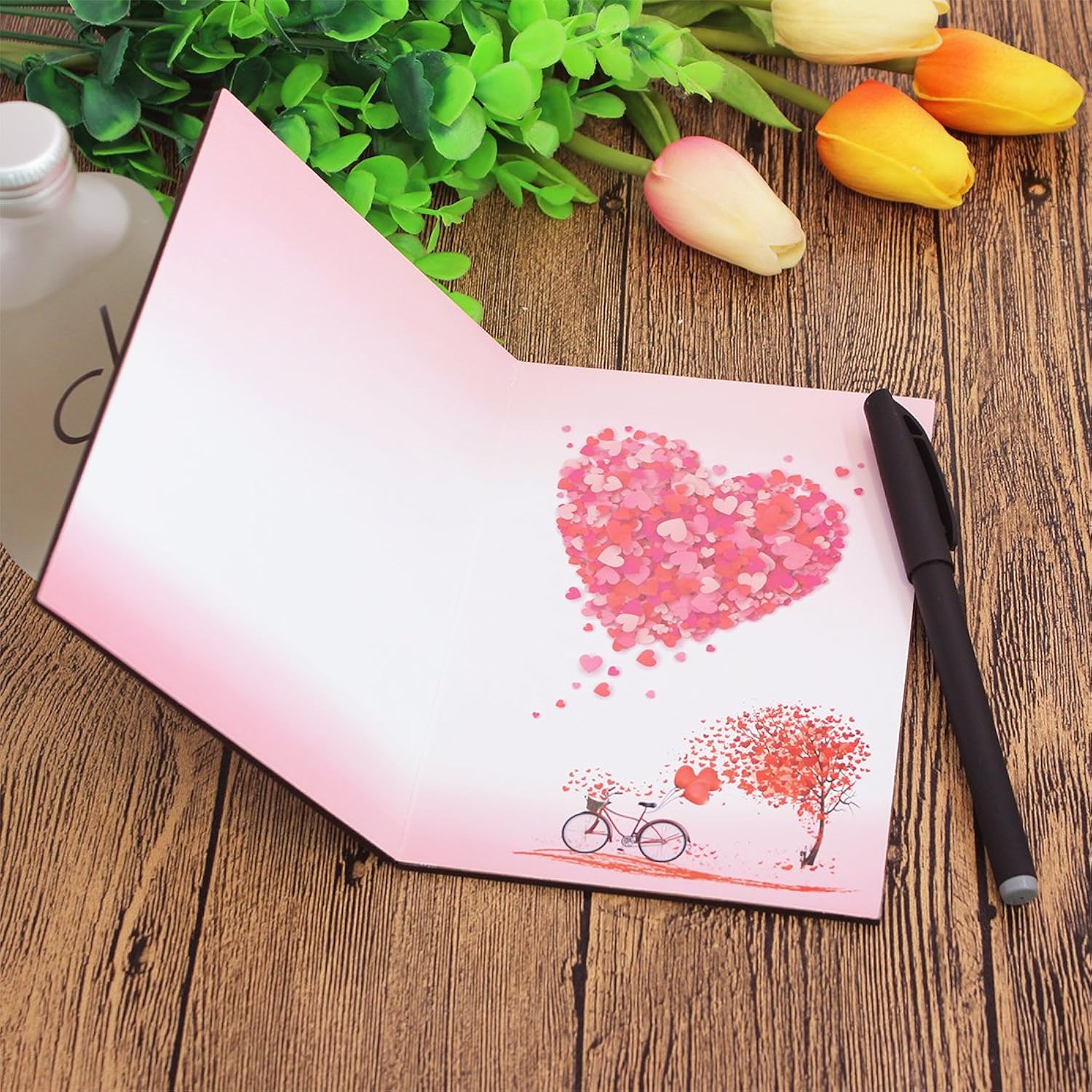 Handmade Walnut Wood Love Greeting Card With Unique Gift Card Box The Best Valentine'S Day, Anniversary Birthday Gift Idea Card For Her, Him, Wife, Husband