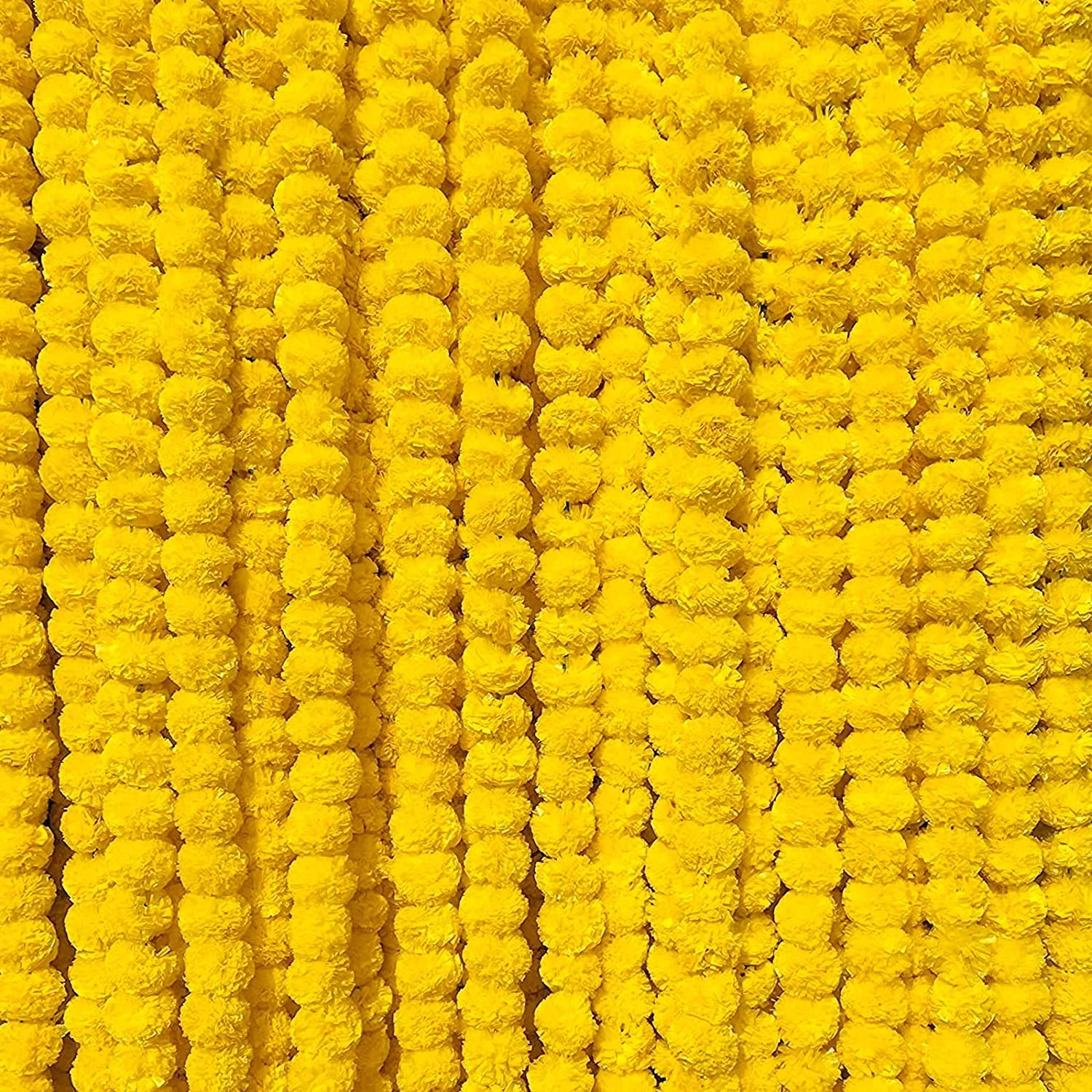 Artificial Marigold Flowers For Decoration Long Marigold Garlands For Toran Indian Genda Phool For Wedding & Festivals With Freebie (Lemon-Mari$)