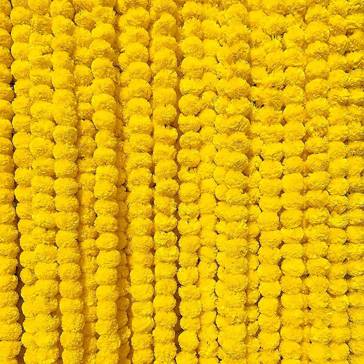Artificial Marigold Flowers For Decoration Long Marigold Garlands For Toran Indian Genda Phool For Wedding & Festivals With Freebie (Lemon-Mari$)