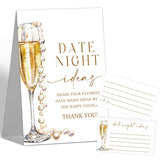 Pearls And Prosecco Bridal Shower Decorations - Date Night Ideas Games, 1 Sign And 50 Date Night Ideas Cards For Bachelorette Engagement Wedding Shower Decorations, 50 Guests