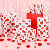 100 Sheet Red Rose Bow Strawberry Tissue Paper, 20X14In Red Rose Bow Strawberry Gift Wrapping Paper Art Craft Tissue For Valentine'S Day Birthday Wedding Party Supplies (A)
