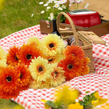 20Pcs Artificial Daisies Flowers, 4 Bundles Silk Gerbera Daisies Flowers For Wedding Centerpiece, Home Party Office Table Decor?Yellow And Orange?