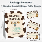 Baby Boy Diaper Raffle Game Kit For Baby Shower, Western Cowboy - 1 Standing Sign & 50 Tickets, Decorations For Baby Shower, Gender Reveal, Baby Announcement, Party Favor & Supplies - A08