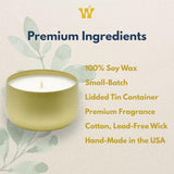 Coastal Shores Glow Soy Candle – Georgia Collection – Hand-Poured In Usa, Sandalwood, Sea Salt, Eucalyptus, Brass Tin With Lid, 6.5 Oz