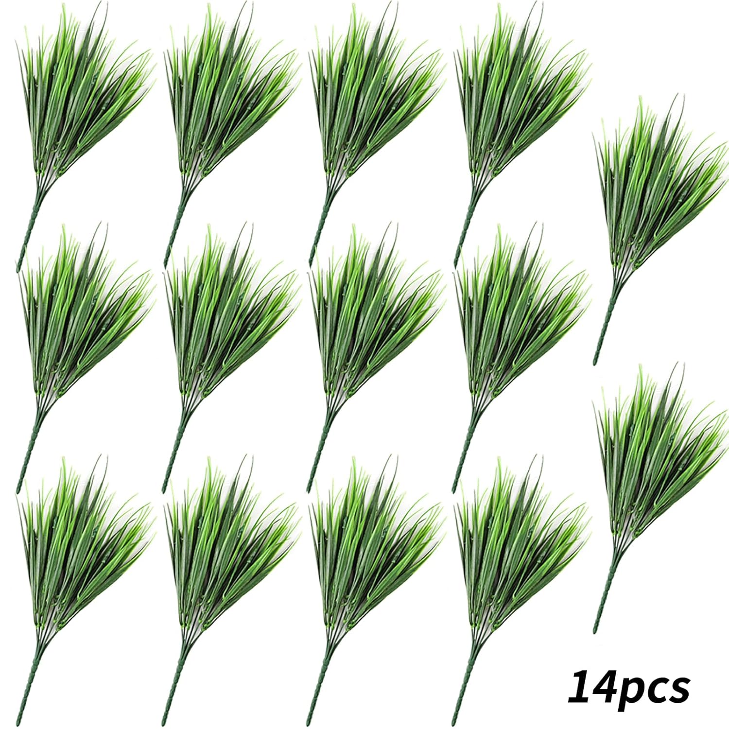 14Pcs Fake Grass Plant, Artificial Outdoor Plants Uv Resistant, Wheat Bushes Plastic Artificial Shrubs, Faux Greenery For House Garden Patio Front Porch Indoor Decor