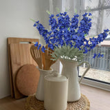 4Pcs Delphinium Artificial Flowers 33.5" Silk Flowers Bulk Larkspur Flower Long Stem Fake Delphinium Plant For Home Decor Tall Vase Autumn Floral Arrangement Centerpiece Bouquet Dark Blue