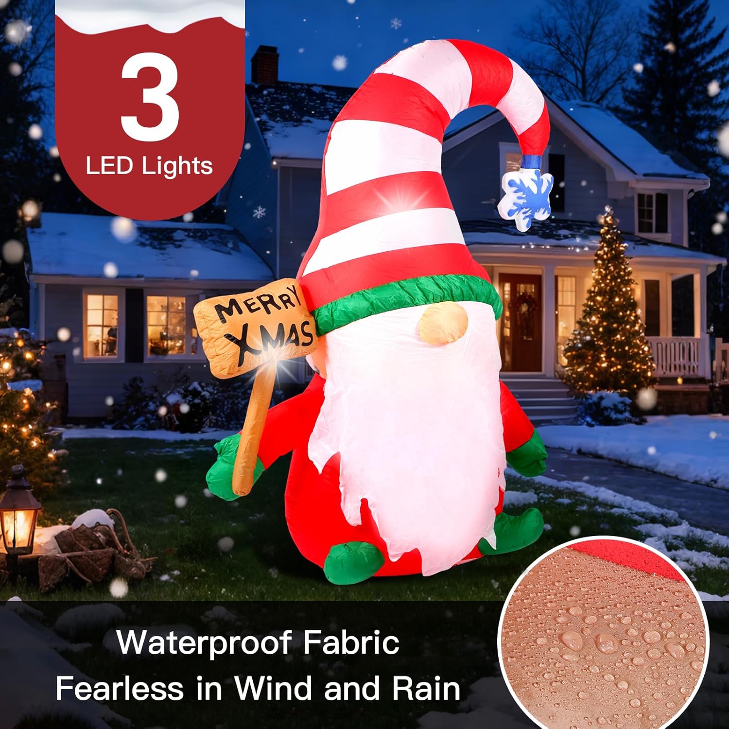6 Ft Christmas Inflatables Decorations Outdoor?Blow Up Gnome Tumbler With Built-In Led Lights For Indoor Holiday Party Y