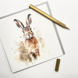 Old English Co. Watercolour Hare Greeting Card For Birthday - Cute Birthday Card For Mum, Nan, Her - Wildlife Art Card For Thinking Of You, Thank You, Just Because | Blank Inside Envelope