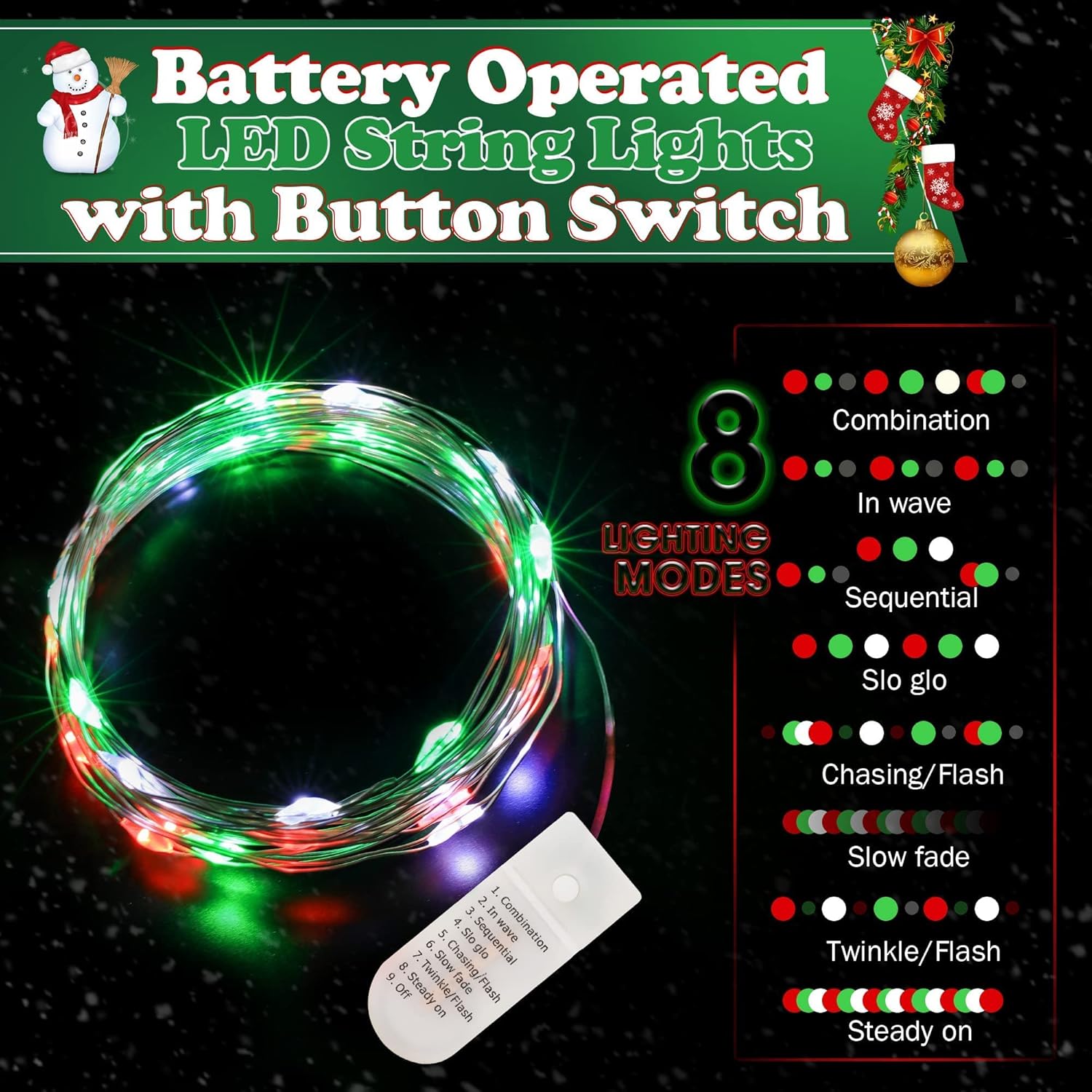 Happy Birthday Party Banner With Light, Christmas Birthday Party Decoration With 8 Modes Flashing String Light For Kids Christmas Birthday Party Garland Wall Fireplace Mantle Decor