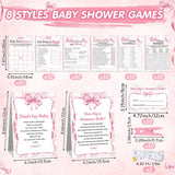 407 Pcs Coquette Pink Bow Baby Shower Games, 8 Games, Baby Shower, Word Scramble, Word Search, Predictions And Advice, The Price Is Right, How Big Is Mommy'S Belly