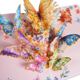 3D Bouquet Butterflys Orange Pop Up Thank You Card, Teacher Appreciation Card, Handmade Flowers Box Greeting Cards With Note And Envelope For New Year Anniversary