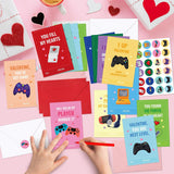 144Pcs Valentines Day Cards For Kids Includes 48 Video Game Theme Greeting Cards 48 Red Pink White Envelopes 48 Cute Stickers For School Classroom Exchange Gifts For Girls Boys Party Favor