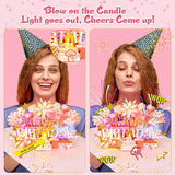 Birthday Cards For Women Pop Up Happy Birthday Card Blowable Led Candle Light And Music Birthday Gifts For Women Mom Wife Grandma Rose Gold