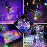8 Pack Fairy Lights Battery Operated 7FT 20 LED Rainbow Pastel String Lights 3 Modes Waterproof Firefly Lights for Mason Jars Wedding Party Decor