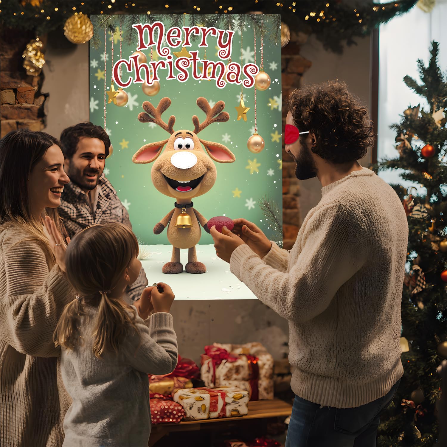 Christmas Game - Pin On The Cute Reindeer, Christmas Party Games Decorations Supplies Activities