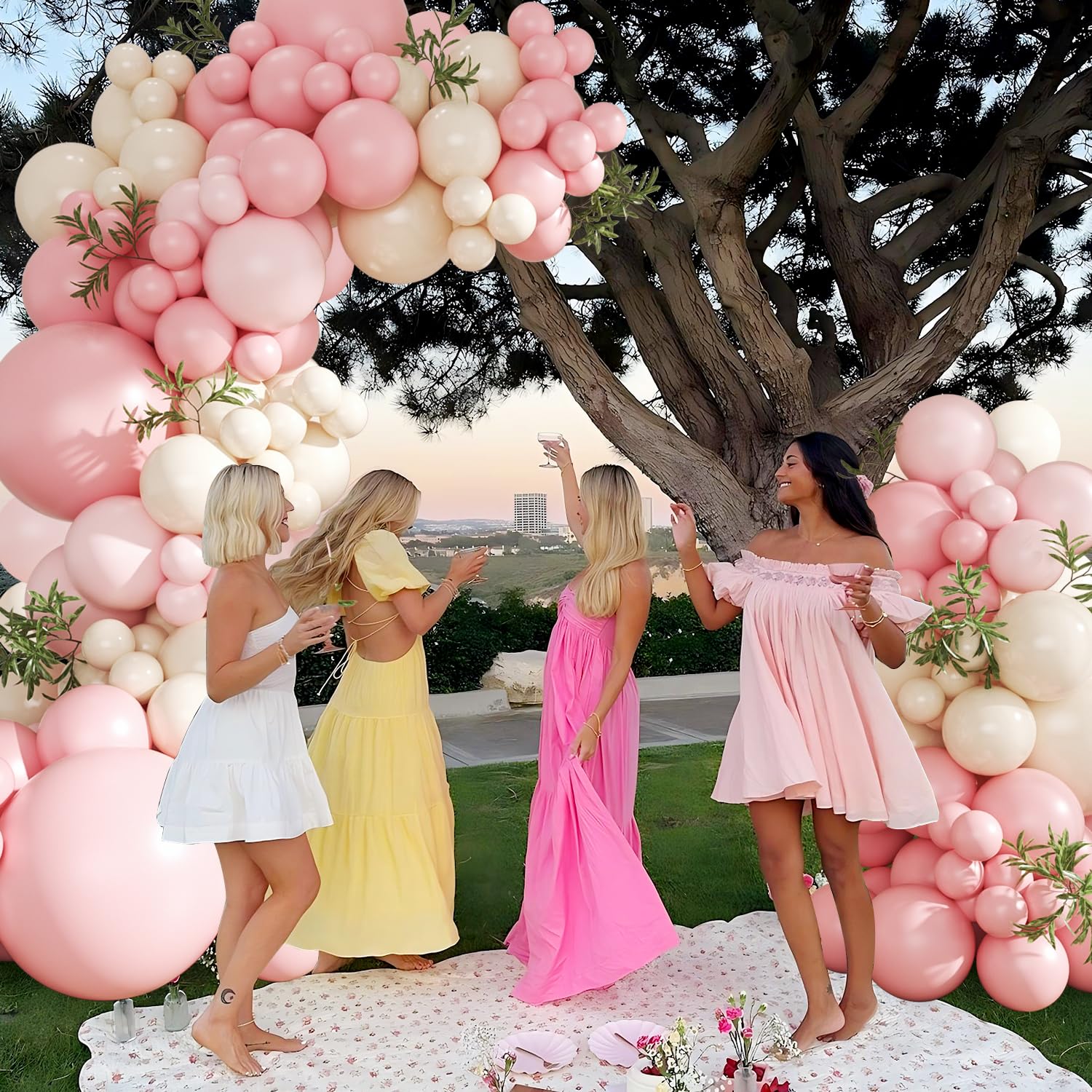 Pink Balloon Arch Kit 124Pcs Pink And White Balloon Arch Garland Kit Pastel Pink Light Pink Sand White Balloons For Baby Shower Bridal Shower Wedding Anniversary Birthday Party Decorations