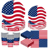 96Pcs 4th of July Plates and Napkins Sets, Paper Independence Day Decor