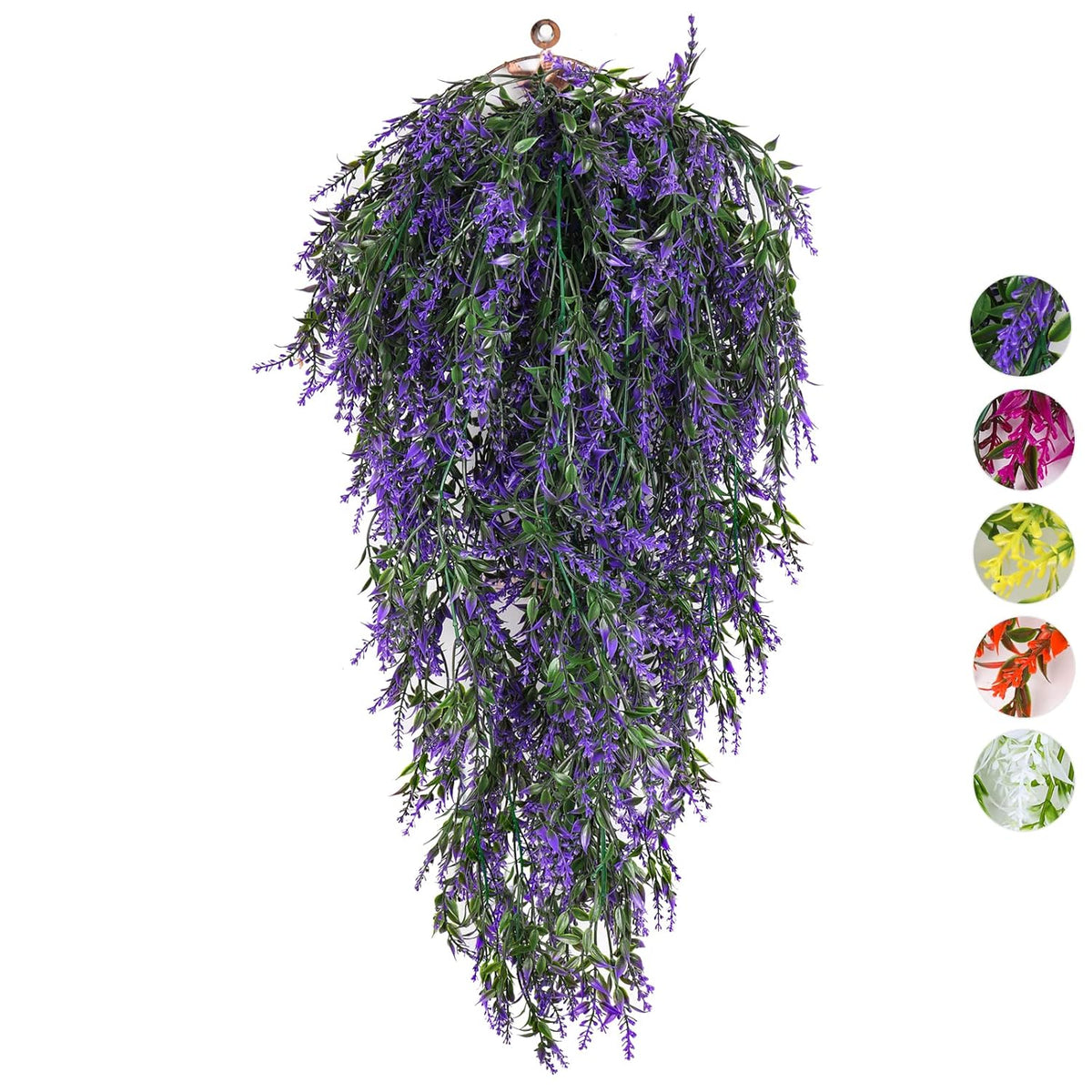 Artificial Flowers For Outdoor, Hanging Plant Uv Resistant Lavender, Fake Plants Greenery Vines Flowers For Indoor Garden Porch Window Patio Hanging Planter Home Party Wedding Decor(Purple)