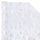 3D Kraft Christmas Wrapping Paper Roll - Mini Roll - 17 Inch X 16.5 Feet - Silver And White Christmas Tree Wrapping Paper With Embossed Perfect For Holiday, Party Celebration