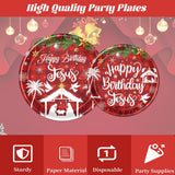 Deorfuy Christmas Nativity Party Decorations Tableware, 96Pcs Happy Birthday Jesus Disposable Paper Plates And Napkins Decoration, Xmas Jesus Is The Reason For The Season Forks Supplies Serves 24