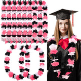 20 Pcs Bulk Graduation Leis Class Of 2025 Hawaiian Leis Flower Necklaces 39.4 Inch Graduation Garlands For High School College Graduate Grad Party Favor Photo Prop(Black White Pink)