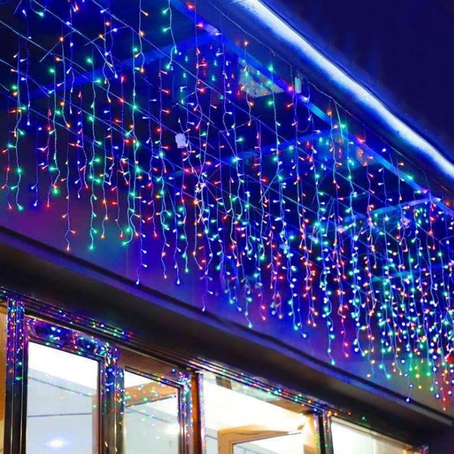 Led Icicle String Lights, Christmas Icicle Lights 13Ft 96 Leds Window Curtain Starry Fairy Lights Plug In 8 Modes For We