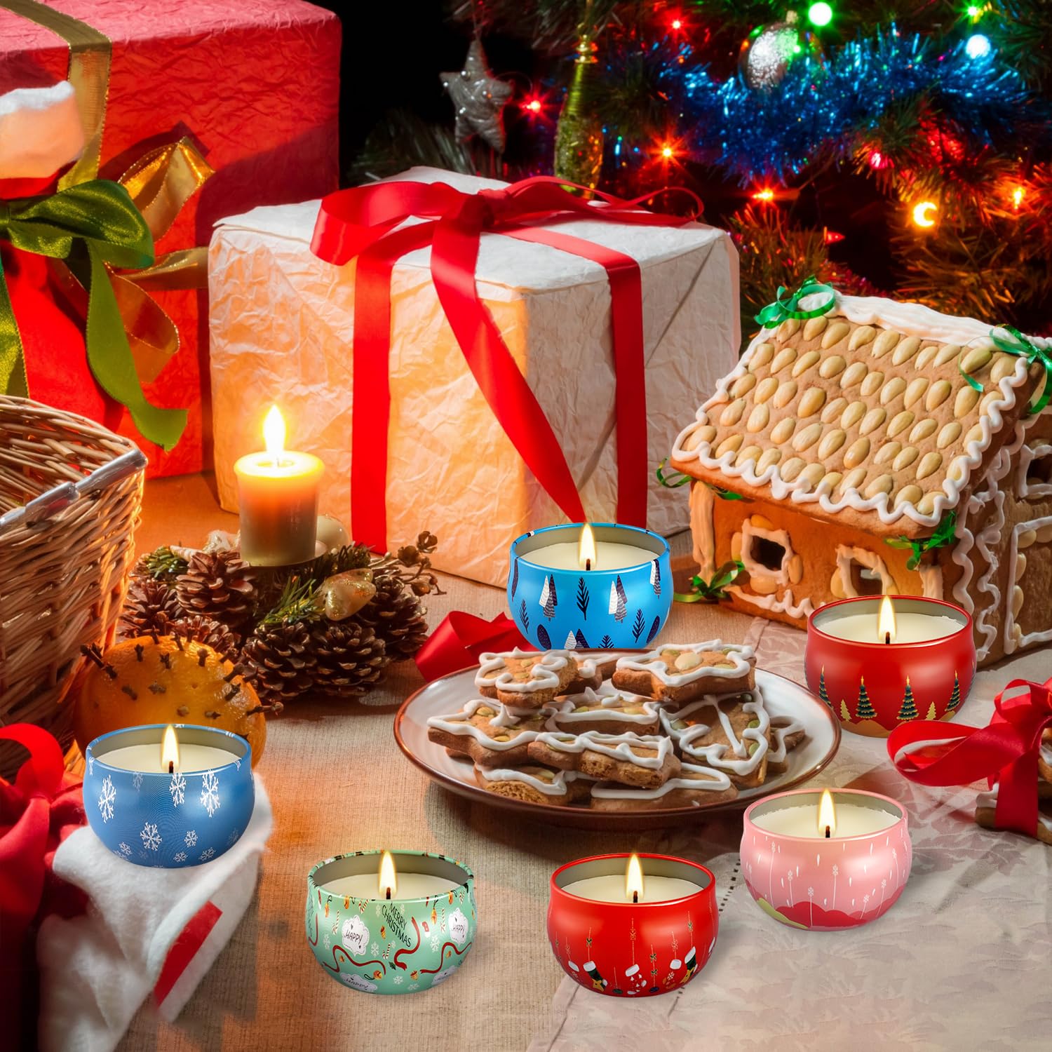 24Pack Christmas Scented Candles Gift- Aromatherapy Candle-2.5Oz Soy Wax-Long Lasting Burn Time, Christmas Thanksgiving Gifts For Women?Home Decor