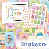 Baby Shower Games For Girls And Boys - Baby Shower Loteria Bilingual Activities For Kids Ideas, Funny Party Bingo Game Loteria Cards In Spanish And English For 50 Players