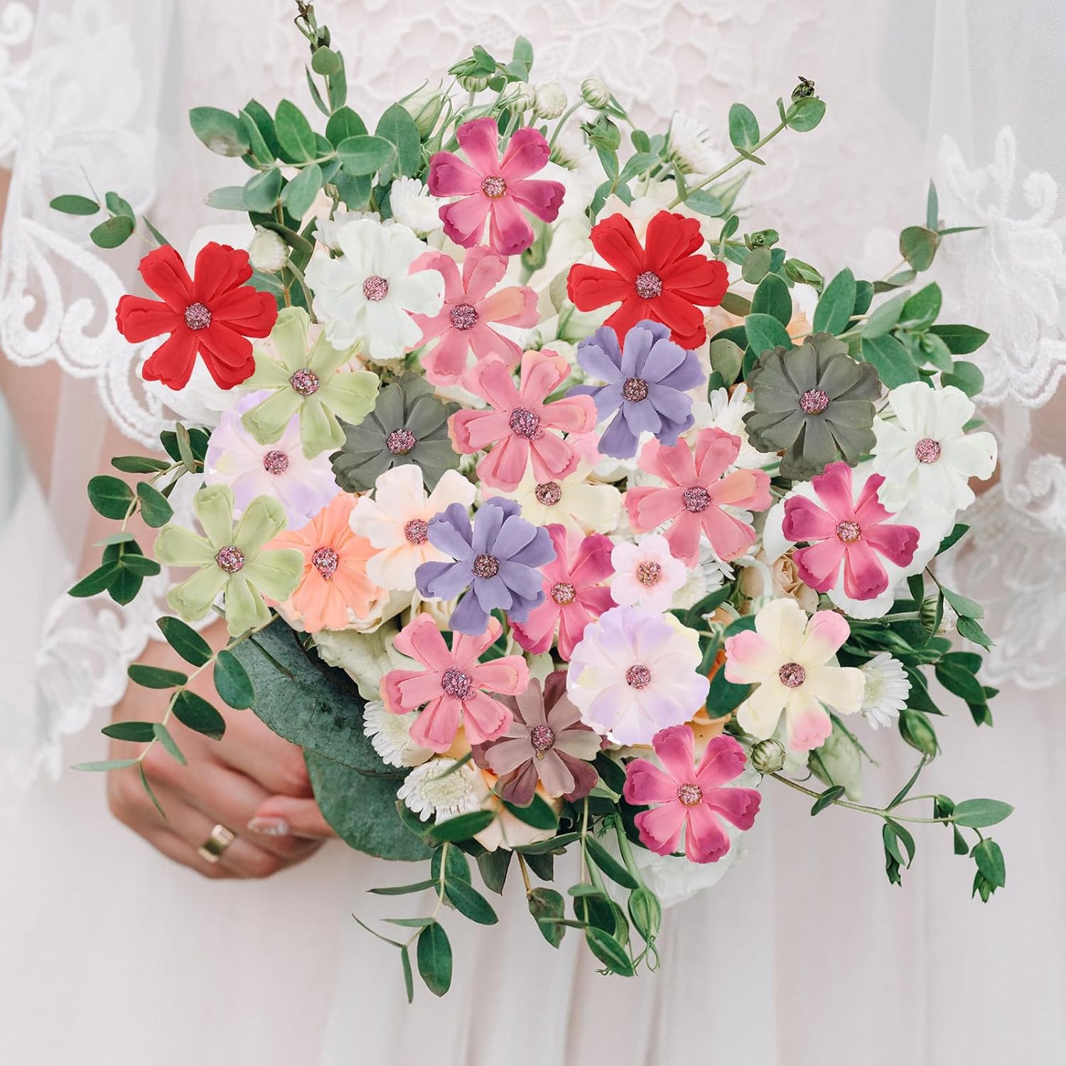 120 Pieces Of Mini Artificial Flowers For Crafts Spring Artificial Wildflowers Artificials Silk Fabric Flower, Daisy Peony Flowers, For Craft Wreaths Weddings Home Decoration