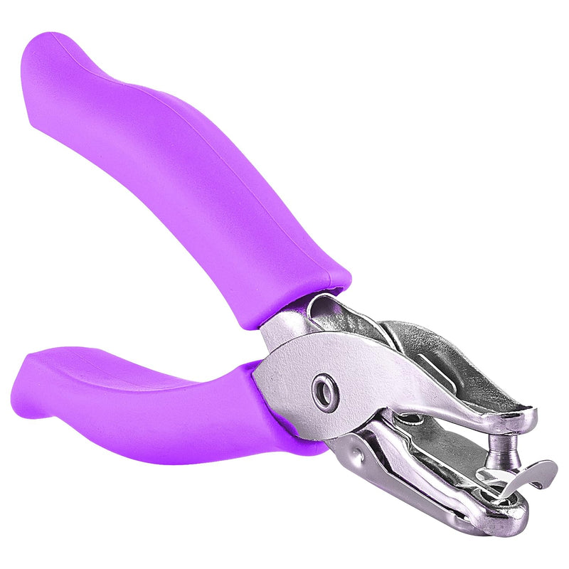 Single Hole Punch Metal Purple, 1/4” Hole Puncher With Soft Grip Handles For P