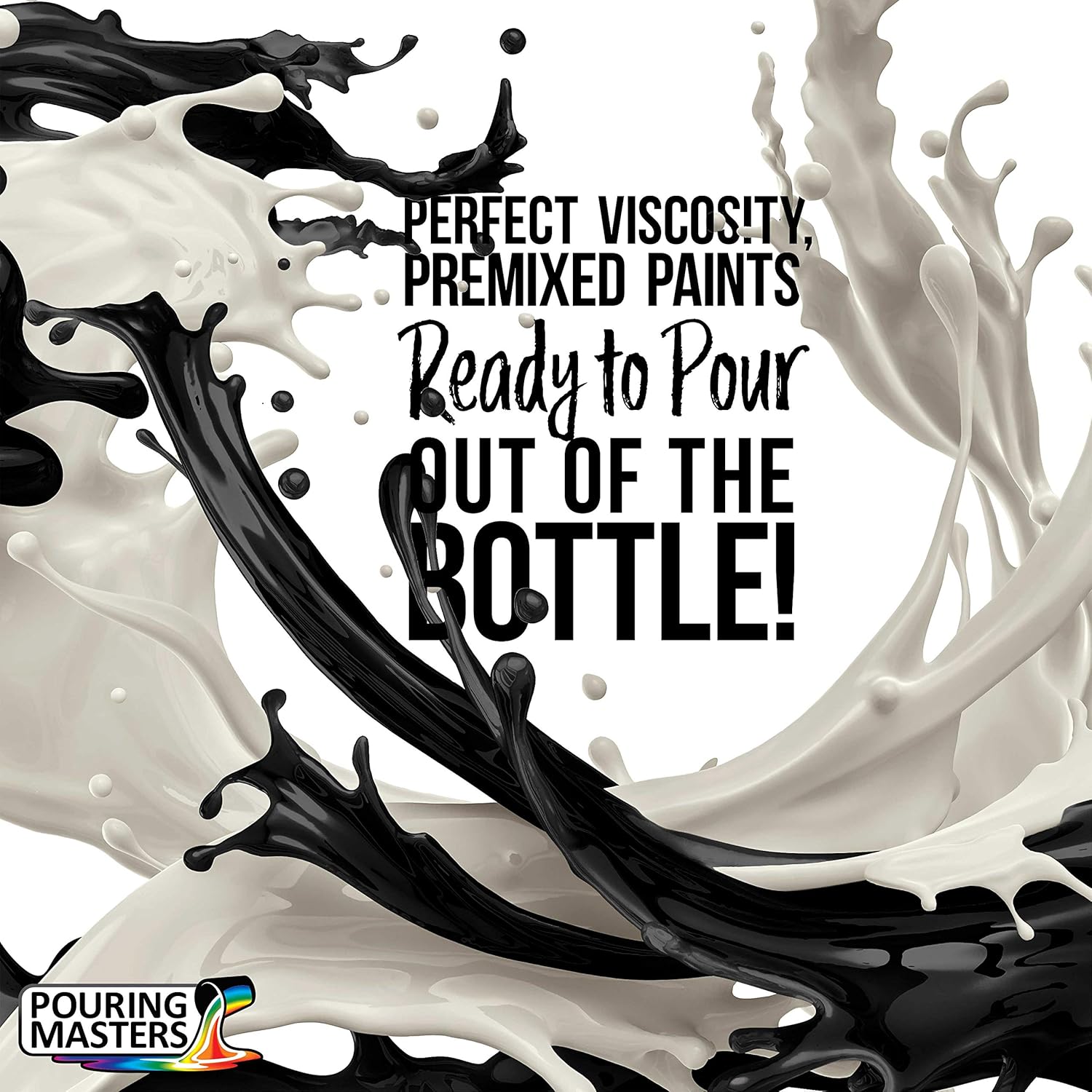 Jet Black Acrylic Ready To Pour Pouring Paint - Premium 64-Ounce Pre-Mixed Water-Based - For Canvas, Wood, Paper, Crafts, Tile, Rocks And More