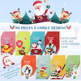 96 Pcs Christmas Scratch Off Cards Christmas Party Scratch Games Raffle Tickets With Patterns Of Snowman Elk Santa Claus For Adults Groups Activity Xmas Party Supplies (Cute Style)