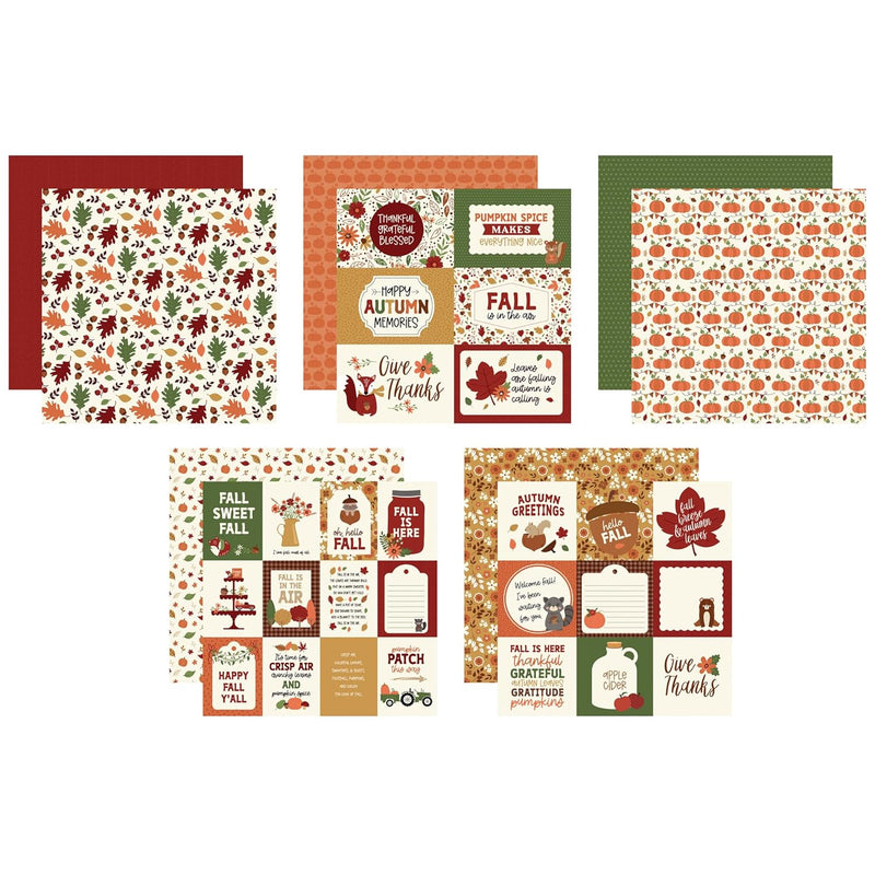 Fall Scrapbook Paper - Double Sided Autumn Scrapbook Paper 12X12 With Fall Lea