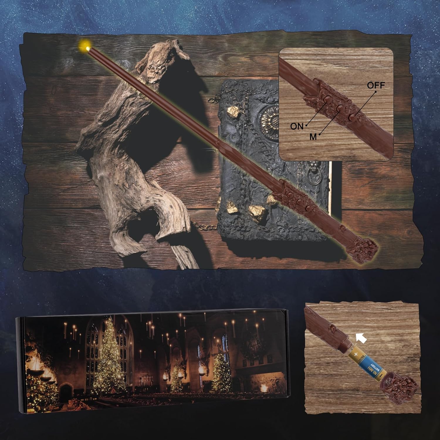 Floating Candles With Wand, 24Pcs Hanging Candles With Remote Wand, Warmwhite Flickering Flameless Magic Floating Candle Lights For Halloween Christmas Decorations