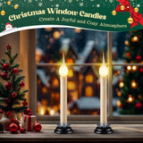 2 Pack Electric Window Candle Lights, 7 Inch Christmas Window Candles Plug In With Led Silicone Bulb, 120V C7 0.6W Warm White Country Rustic Candle Light With 5 Ft Cord And On/Off Switch