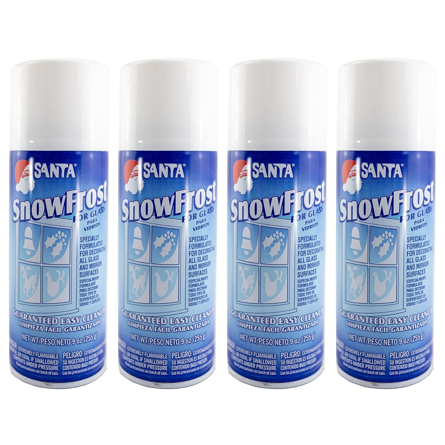 Spray-On Glass & Window Décor, Snow Frosted Glass Spray Paint, 9 Fluid Ounces, 4-Pack