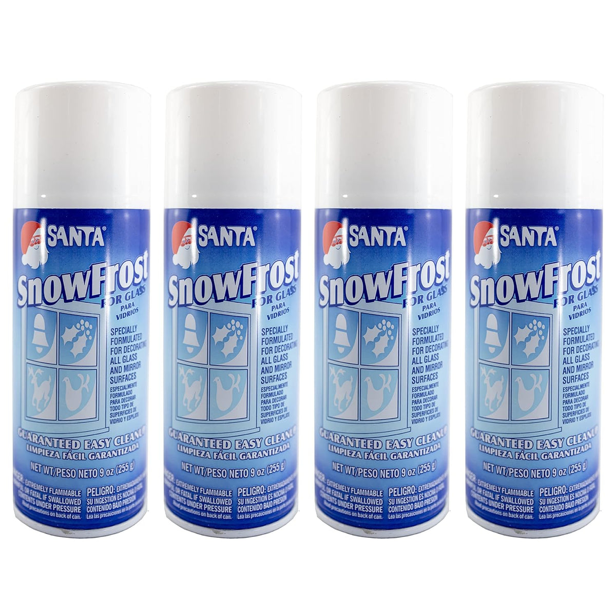 Spray-On Glass & Window Décor, Snow Frosted Glass Spray Paint, 9 Fluid Ounces, 4-Pack