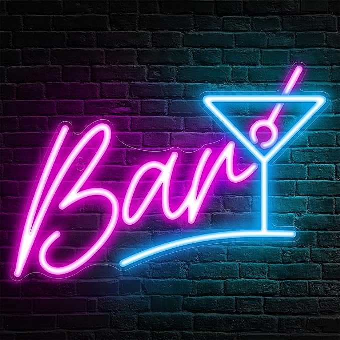 Bar Neon Sign LED Wall Light for Home Bar Man Cave Pub Cocktails Party Decor Gift for Men