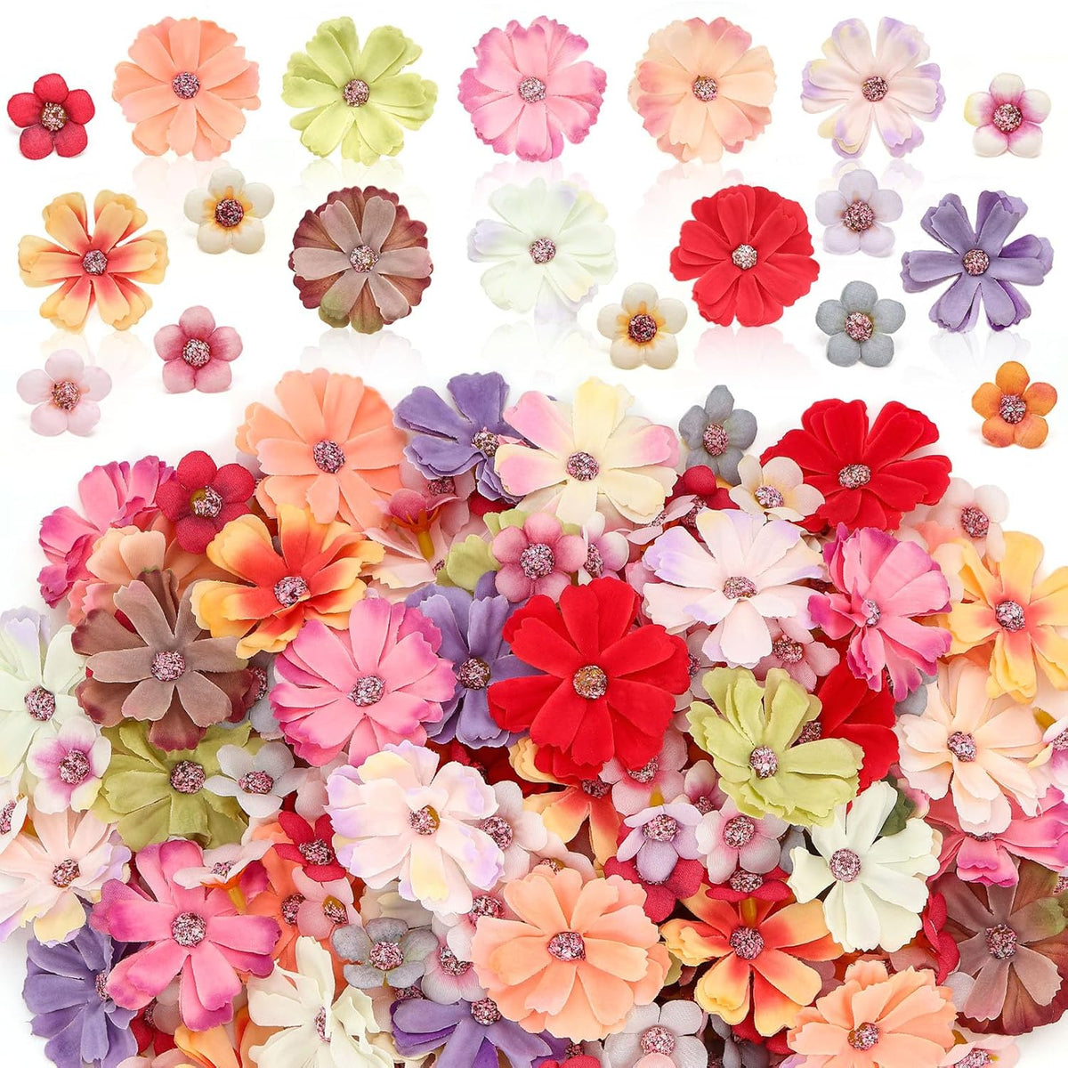 150Pcs Faux Flower Heads,Mini Fake Heads Flowers,Small Silk Daisy Flowers Artificial For Diy Wedding Birthday Party Wreath Decoration