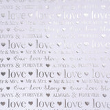 Wedding Wrapping Paper, Mini Roll, Silvery Gold Foil Love Design, Perfect For Wedding, Bridal Shower, Anniversary, Engagement, 17 Inches X 16.5 Feet