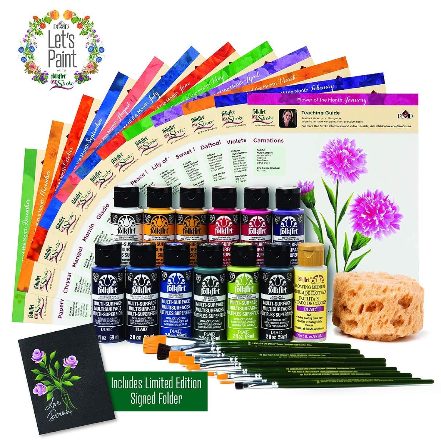 Donna Dewberry Flowers Of The Month Let'S Paint Kit, 2 Ounce