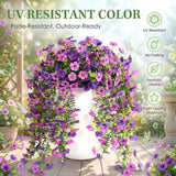 Artificial Flowers For Outdoors, 2Pcs Realistic Faux Hanging Plants Uv Resistant Fake Silk Mums Spring Summer Flowers For Porch Garden Balcony Patio Yard Home And Farmhouse Planter