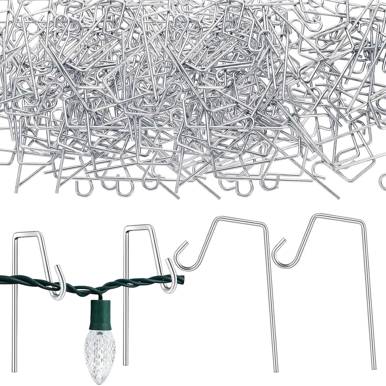 90 Pieces Metal Christmas Light Gutter Hooks - Stainless Steel Hangers For Gutters, Mesh Filter, Shingles, Eaves, Fence, Outdoor Hanging Lights(Silver)