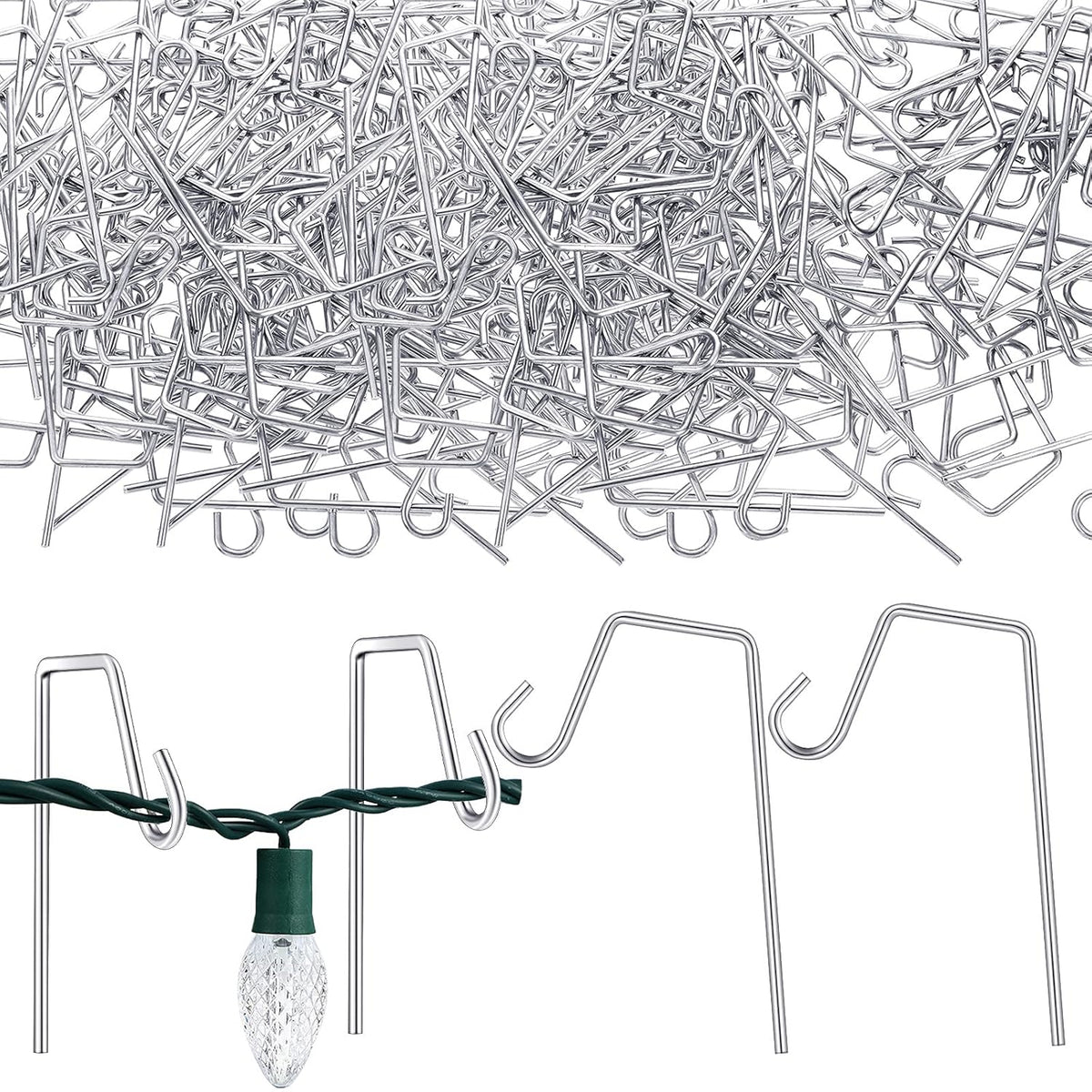 90 Pieces Metal Christmas Light Gutter Hooks - Stainless Steel Hangers For Gutters, Mesh Filter, Shingles, Eaves, Fence, Outdoor Hanging Lights(Silver)