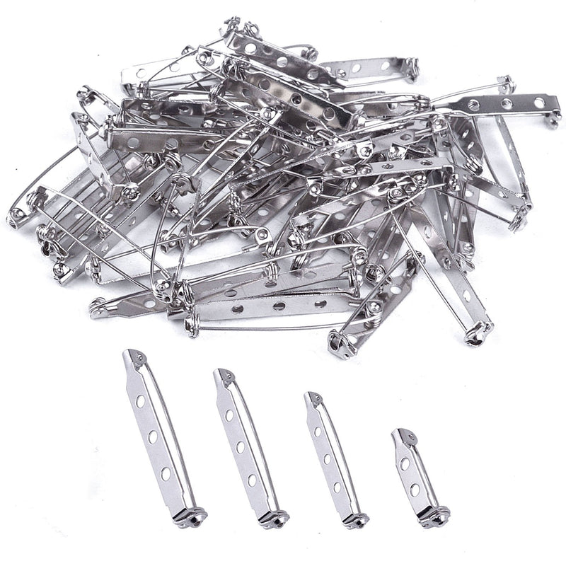 120Pcs Bar Pins Brooch Pin Backs Safety Clasp, 4 Sizes 20 Mm, 25 Mm, 32 Mm And