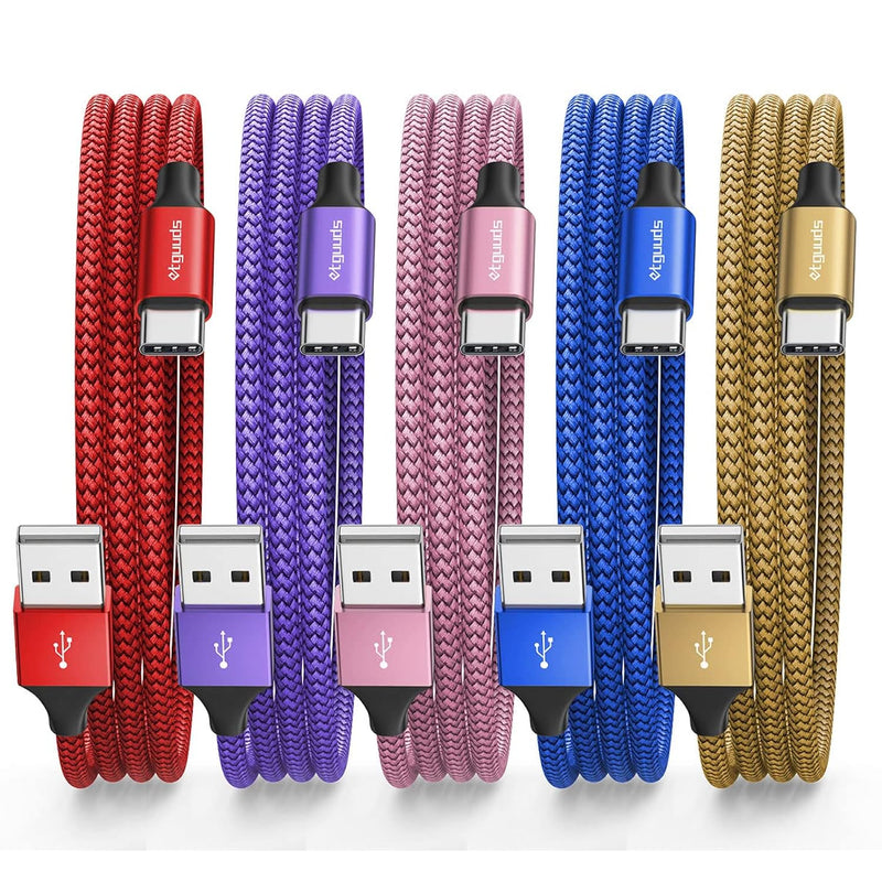 Color Usb C Cable 6.6Ft, 5-Pack Usb To Usb C Charger Cable Fast Charging Usb T