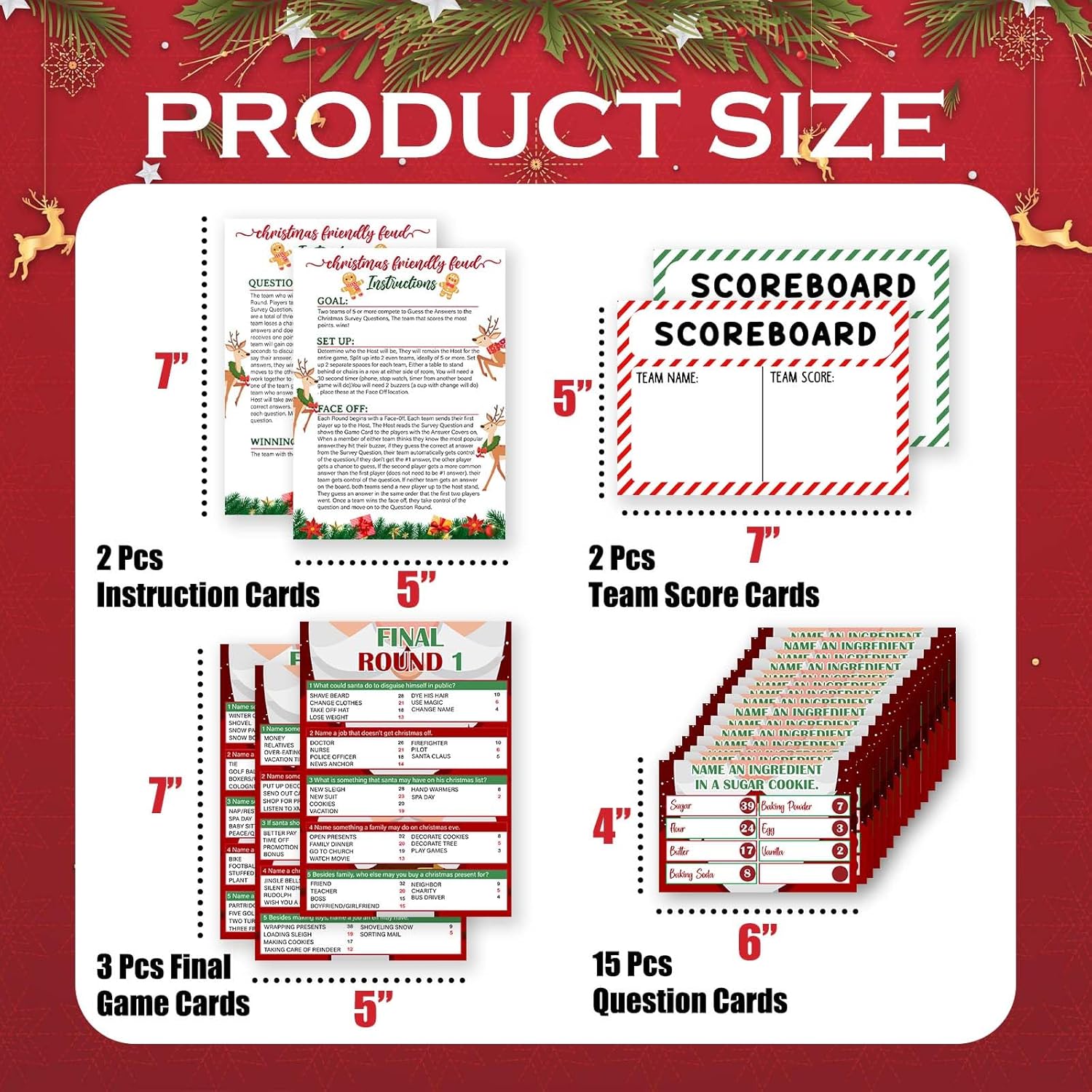 Christmas Friendly Feud Game For Family Activity, Christmas Ice Breaker Party Games For Game Night, Winter Holiday Party Supplies, Feud Trivia Quiz Cards -Gm01