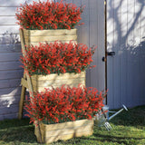 16 Bundles Outdoor Artificial Lavender Fake Uv Resistant No Fade Flowers Shrubs, Faux Plastic Greenery For Hanging Plants Garden Porch Window Box Home Wedding Decor (Orange Red)
