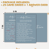 Blue Baby Shower Game, Baby Trivia Baby Shower Game Cards, Gender Reveal Party Game, Baby Shower Party Activities & Decorations -1 Answer Card & 25 Game Cards(A04)